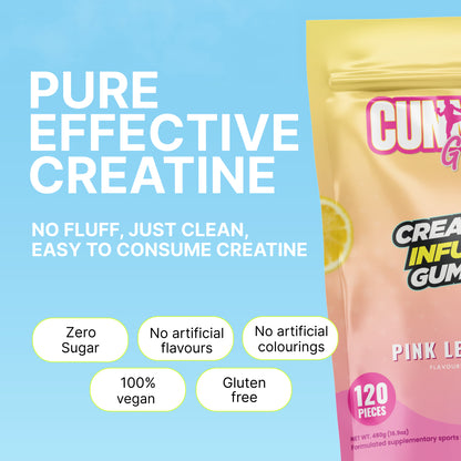 Cunnies Pink Lemonade Creatine Gummies – pure, effective creatine monohydrate